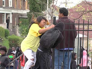 Mom Beats Son during Baltimore Riots